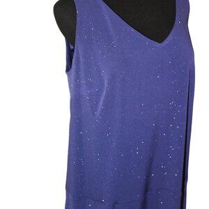 SALE Vintage S.L. Fashions Navy Sparkle, High Low Formal Midi Dress 14W NWT